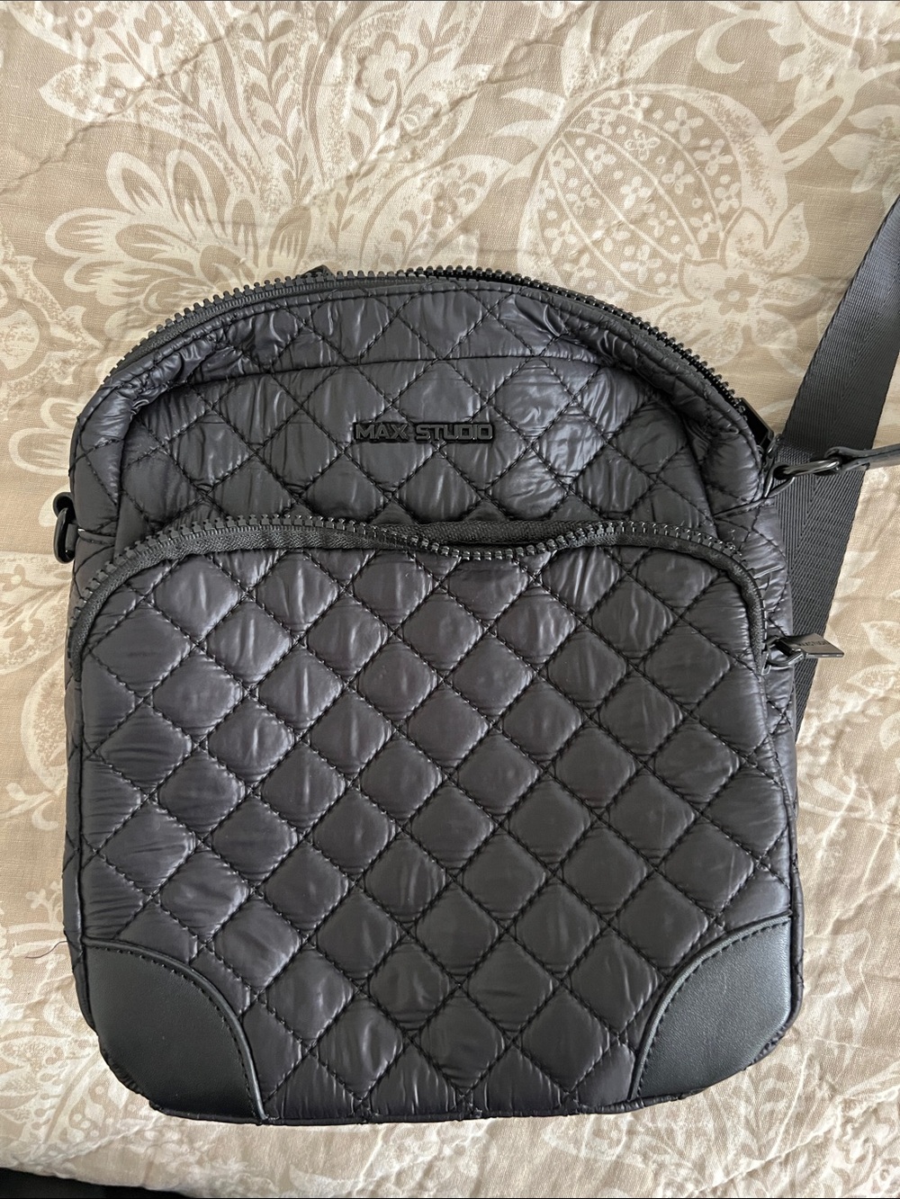 Max Studio Quilted Black Crossbody Bag